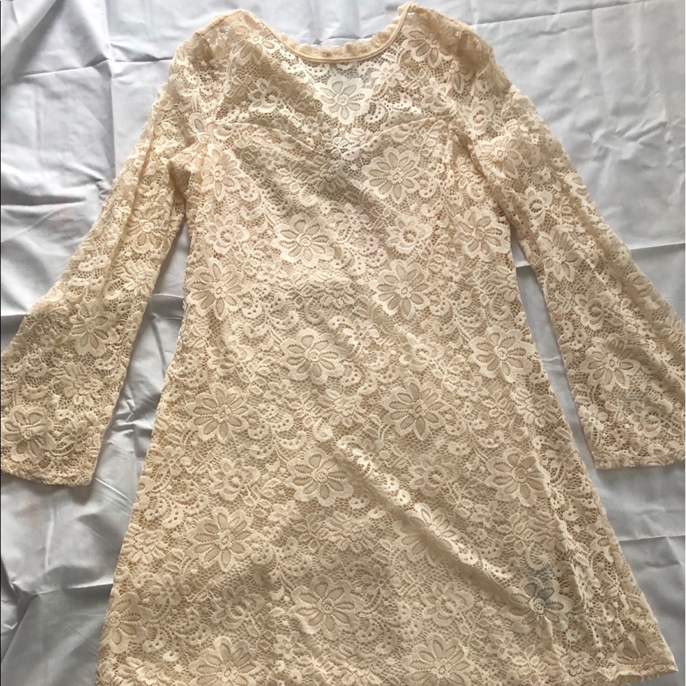 Long sleeve cream colored dress